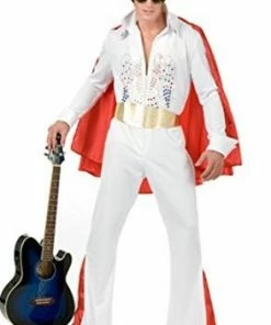 Charades Rhinestone Rockstar Jumpsuit W/ Cape Plus Decades