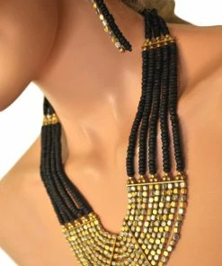 Western Fashion Gold-Black Multi Strand Necklace Necklaces & Earrings