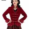 Hearts & Roses London Gloria Jacket In Red Velvet Pirate & Medieval/Renaissance