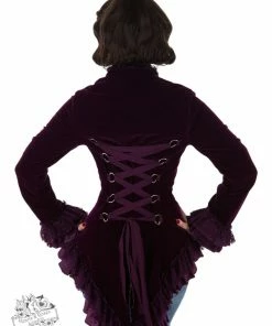 Hearts & Roses London Gloria Jacket In Purple Velvet Decades