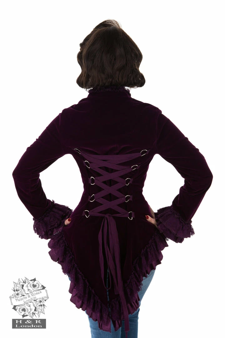 Hearts & Roses London Gloria Jacket In Purple Velvet Decades 4 Hearts & Roses London Gloria Jacket In Purple Velvet Decades