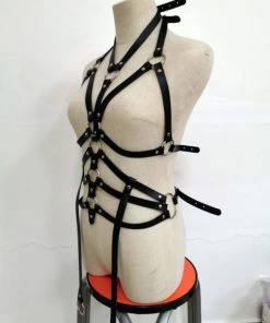 Western Fashion Leather Body Harness With Leg Straps