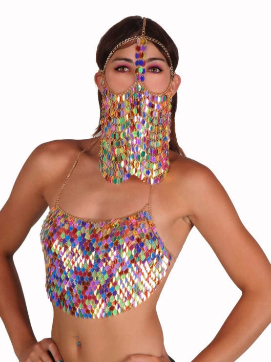Western Fashion International Sequin Chain Mail Veil In 5 Colors 6 Western Fashion International Sequin Chain Mail Veil In 5 Colors