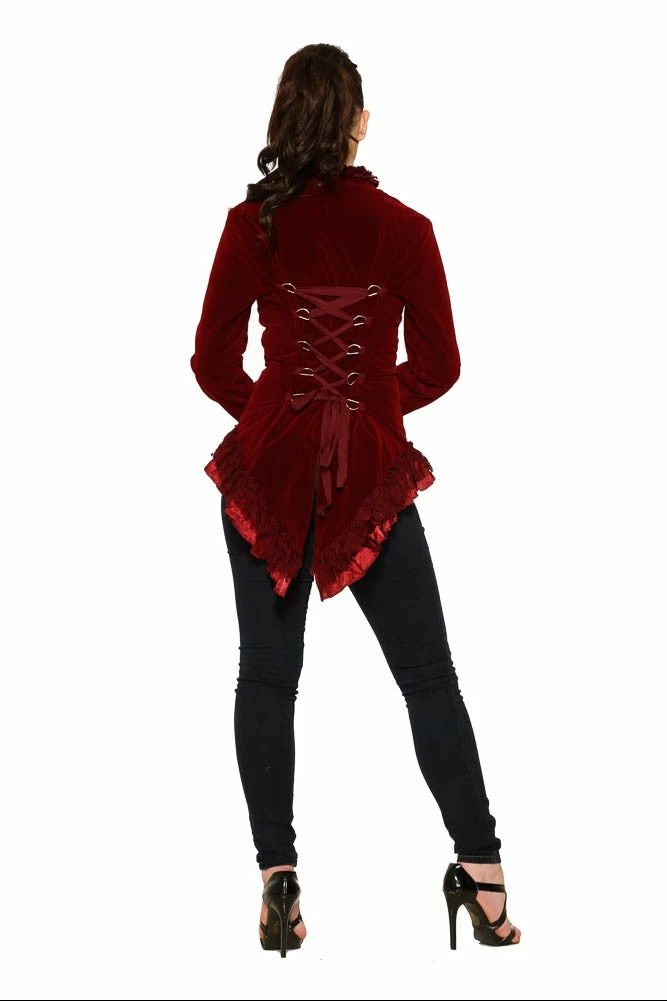 Hearts & Roses London Gloria Jacket In Burgundy Velvet Plus Size 4 Hearts & Roses London Gloria Jacket In Burgundy Velvet Plus Size