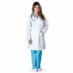 M&M Scrubs Plus Size Lab Coat Women's White
