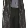 Rubies Black Distressed Suede Hooded Cape Capes