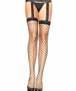 Leg Avenue Hosiery & Lingerie Thigh Hi Fence Net W-Lace Garter