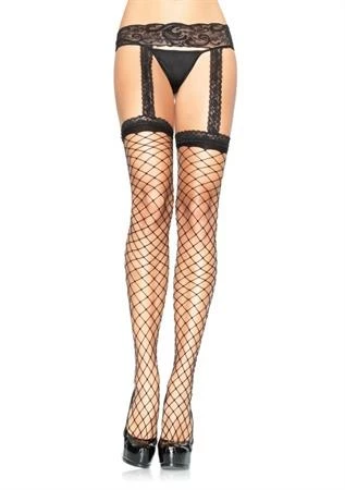Leg Avenue Hosiery & Lingerie Thigh Hi Fence Net W- Lace Garter Plus 3 Leg Avenue Hosiery & Lingerie Thigh Hi Fence Net W- Lace Garter Plus