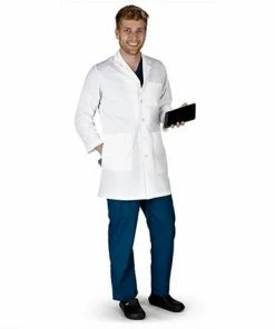 M&M Scrubs Lab Coat Men's IPad White
