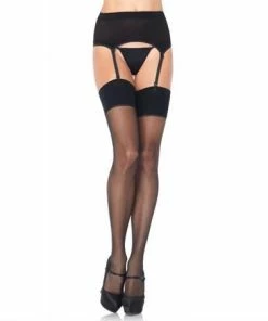 Leg Avenue Hosiery & Lingerie Spandex Sheer Garterbelt-Stocking Set Queen