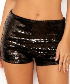 Western Fashion Burlesque High Waist Sequin Shorts W/ Zipper In 4 Colors