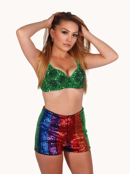Western Fashion Burlesque High Waist Sequin Shorts W/ Zipper In 4 Colors 6 Western Fashion Burlesque High Waist Sequin Shorts W/ Zipper In 4 Colors