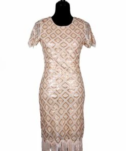 Western Fashion Decades Flapper Diamonds Beige