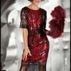 Western Fashion Decades Art Deco Flapper Red And Black