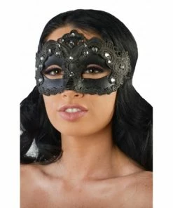 Kayso International Inc. Masquerade Masks Vintage Black Laced Plastic Mask