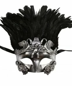 Kayso International Inc. Gladiator Masquerade Mask With Black Feathers Masquerade Masks