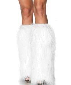 Leg Avenue Leg Warmers Furry Lurex In Black Or White Decades