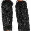 Leg Avenue Leg Warmers Furry Lurex In Black Or White Decades
