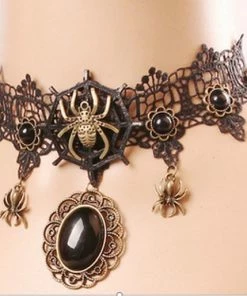Western Fashion Spider Lace Choker Necklaces & Earrings