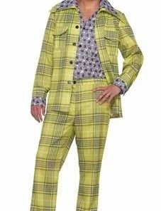 Forum Novelty Decades 70'S Plaid Leisure Suit GRN Plaid