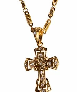 Western Fashion Rhinestone Cross And Chain Necklace