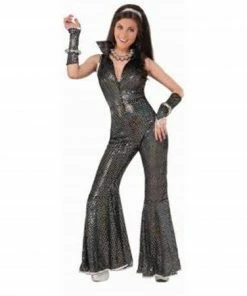 Rubies Decades Disco Jumpsuit BLK W-SLVR Sequins