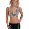 Western Fashion Burlesque Halter Top Rhinestone W-Choker