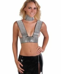 Western Fashion Burlesque Halter Top Rhinestone W-Choker