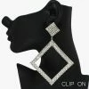 Good Feelings Silver/Clear, Oversized Geometric Rhinestone Clip On Earring Necklaces & Earrings