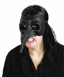 Fun World Masquerade Masks Venetian Raven Matte Black