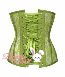 The Corset Company Olive Mesh Underbust Corset With Lace Overlay Corsets & Corset Dresses