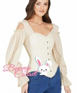 The Corset Company Corset Blouse Cold Shoulder Off White