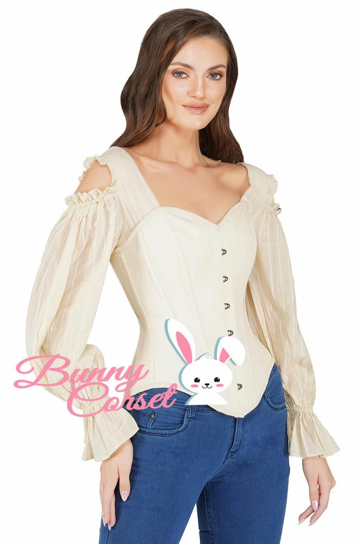 The Corset Company Corset Blouse Cold Shoulder Off White