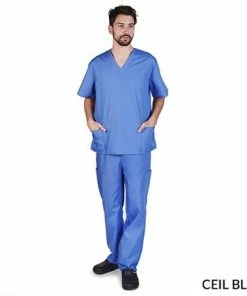 M&M Scrubs Uniforms & Occupations Scrub Set Top/Bottom Ceil Blue