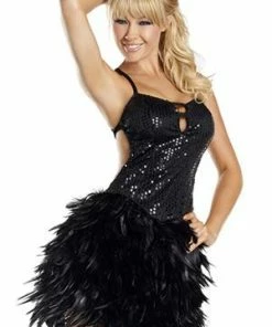Be Wicked! Burlesque Dress Sequin Feather Showgirl In 4 Colors