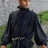 Pirate Dressing Renaissance Shirt Ruffle Neck Black Pirate & Medieval/Renaissance