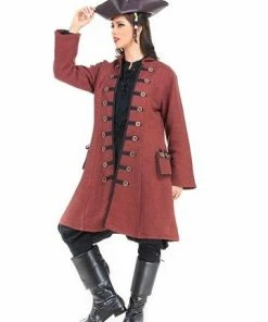 Pirate Dressing Coat Ladies Rust Coat W-Wood Buttons