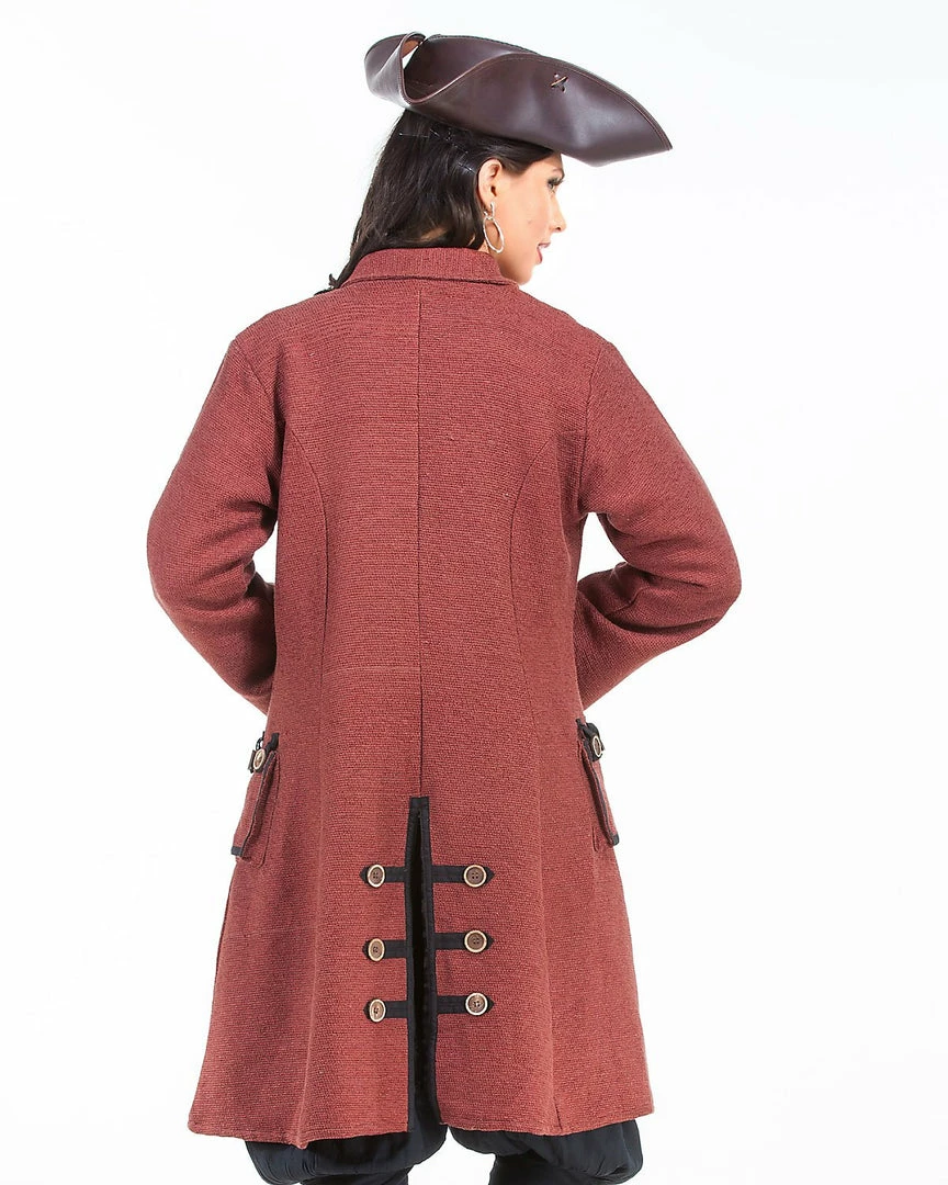 Pirate Dressing Coat Ladies Rust Coat W-Wood Buttons 4 Pirate Dressing Coat Ladies Rust Coat W-Wood Buttons