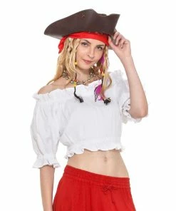 Pirate Dressing Cropped Cotton Blouse White