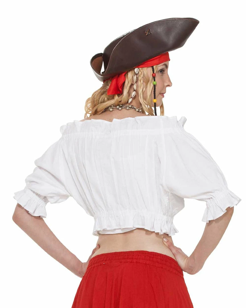 Pirate Dressing Cropped Cotton Blouse White 4 Pirate Dressing Cropped Cotton Blouse White