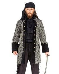 Pirate Dressing Pirate Coat Black With Gold Paisley Pirate & Medieval/Renaissance