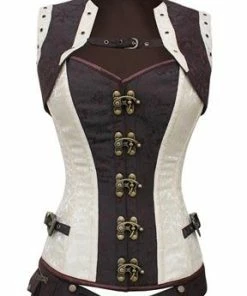 The Corset Company Overbust Corset In Cream/Brown W/Belt & Jacket Corsets & Corset Dresses