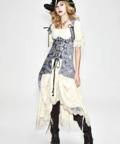 Western Fashion Women's Grey Brocade Pirate Coat Pirate & Medieval/Renaissance