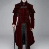 Western Fashion Gothic Men's Coat In Red 2 Western Fashion Gothic Men's Coat In Red