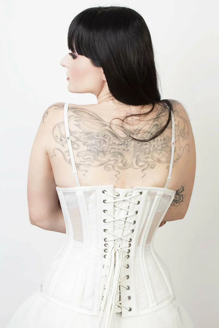 The Corset Company White Mesh With Cotton Underbust Waist Traing Corset