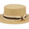 Epoch Fashion Accessory Straw Hats Straw Boater Hat With Stripe Hat Band