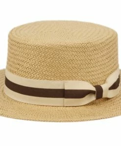 Epoch Fashion Accessory Straw Hats Straw Boater Hat With Stripe Hat Band