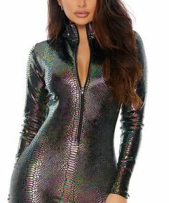 Forplay Bodysuits Jumpsuit Reptile Zipfront In 4 Colors
