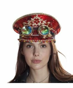 KBW Global Corp Sequin Festival Peaked Cap W/ Goggles In 3 Colors Sequin Hats