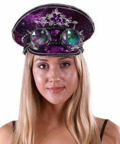 KBW Global Corp Sequin Festival Peaked Cap W/ Goggles In 3 Colors Sequin Hats